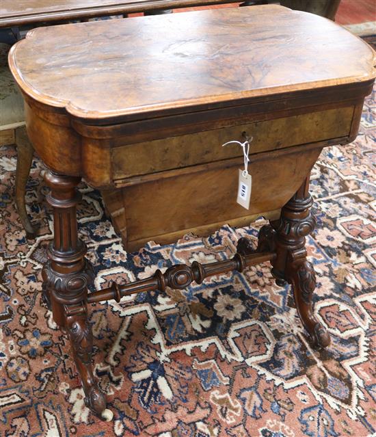 A Victorian walnut games / work table W.71.5cm